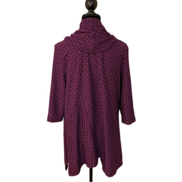 💜THOMAS & OLIVIA PURPLE BLACK WEAVE COWL NECK ASYMMETRICAL TUNIC💜 - Picture 3 of 3